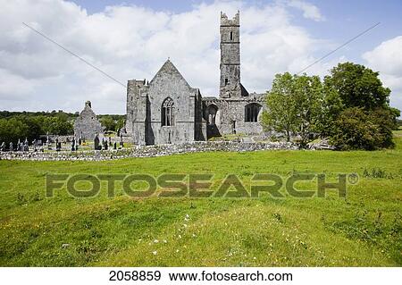 Stock Photo - Quin Friary And Cemetery; County Clare Ireland. Fotosearch