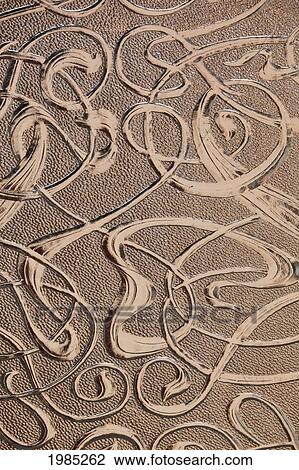 Stock Image - Raised Pattern On Glass Panel Of Door; Dunmanway County Cork Ireland. Fotosearch