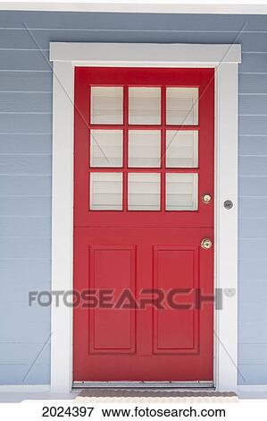 Red Door Framed With White Trim And Light Blue Siding; Palm Springs California United States Of America View Large Photo Image Stock Photo - Red Door Framed With White Trim And Light Blue Siding; Palm Springs California United States Of America. Fotosearch