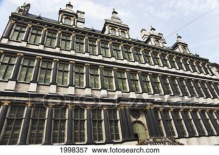 Stock Photo - Renaissance Facade Of The Ghent Town Hall; Ghent Oost-Vlaanderen Belgium. Fotosearch