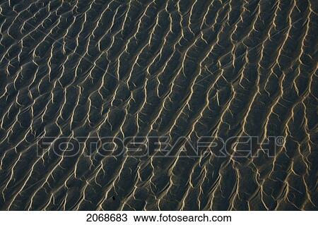 Stock Image - Ripples Form In The Sand At Chesterman's Beach And Frank Island Near Tofino; British Columbia Canada. Fotosearch