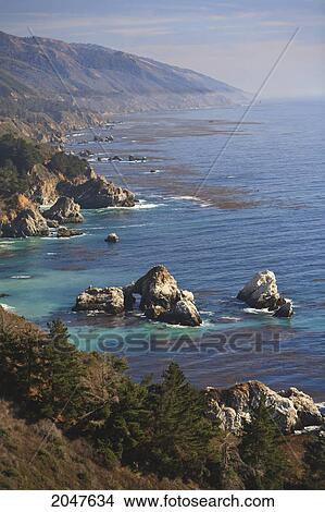 Rock Formations Along The Coast; Big Sur California United States Of America View Large Photo Image Picture - Rock Formations Along The Coast; Big Sur California United States Of America. Fotosearch