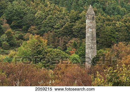 Round Tower In A Forest; Ireland View Large Photo Image Stock Photography - Round Tower In A Forest; Ireland. Fotosearch