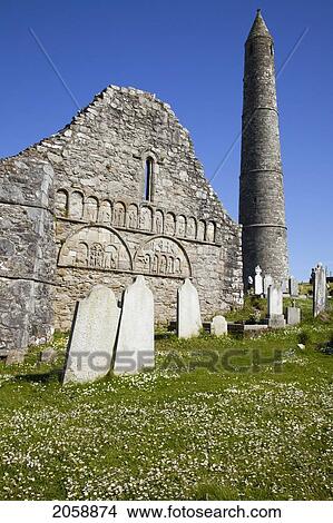 Roundtower And Cemetery; Ardmore County Waterford Ireland View Large Photo Image Picture - Roundtower And Cemetery; Ardmore County Waterford Ireland. Fotosearch