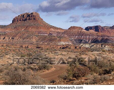 Rugged Landscape And A Dirt Road In Kane County; Pahreah Utah United States Of America View Large Photo Image Stock Image - Rugged Landscape And A Dirt Road In Kane County; Pahreah Utah United States Of America. Fotosearch
