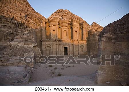 Ruins Of The Monastery; Petra Jordan View Large Photo Image Stock Photo - Ruins Of The Monastery; Petra Jordan. Fotosearch
