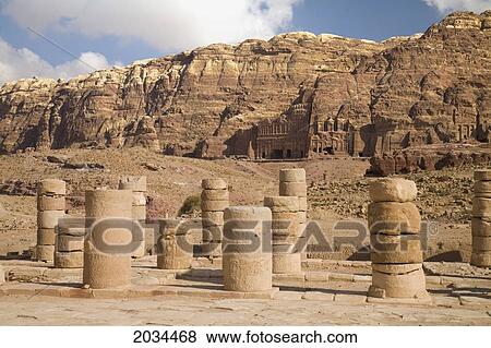 Ruins Of The Nabatean City; Petra Jordan View Large Photo Image Stock Photo - Ruins Of The Nabatean City; Petra Jordan. Fotosearch