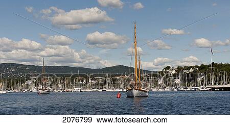 Stock Photo - Sailboats in the harbour; oslo norway. Fotosearch