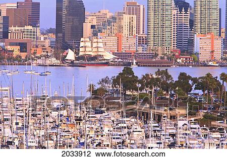 San Diego Skyline With Harbor Island Boats In The Foreground; San Diego California United States Of America View Large Photo Image Stock Image - San Diego Skyline With Harbor Island Boats In The Foreground; San Diego California United States Of America. Fotosearch