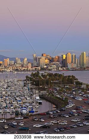 San Diego Skyline With Harbor Island Boats In The Foreground; San Diego California United States Of America View Large Photo Image Stock Photo - San Diego Skyline With Harbor Island Boats In The Foreground; San Diego California United States Of America. Fotosearch