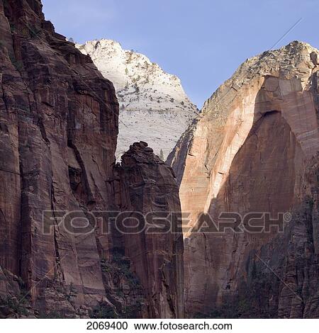 Sandstone Cliffs In Zion National Park; Utah United States Of America View Large Photo Image Stock Image - Sandstone Cliffs In Zion National Park; Utah United States Of America. Fotosearch