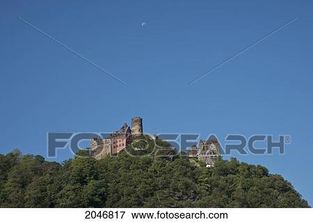 Stock Photo - Schonburg Castle And Youth Hostel; Oberwesel Germany. Fotosearch