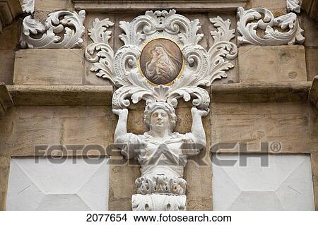 Sculpture on the facade of an old building; bamberg bavaria germany View Large Photo Image Picture - Sculpture on the facade of an old building; bamberg bavaria germany. Fotosearch
