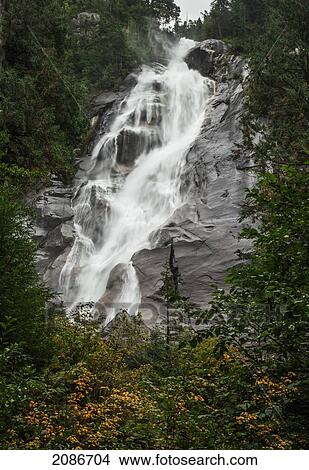 Picture - Shannon falls the third highest falls in british columbia; british columbia canada. Fotosearch