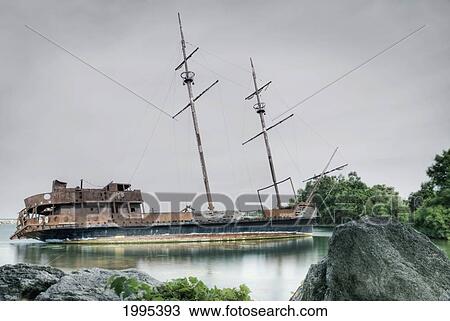 Stock Image - Shipwreck In Jordan Harbour; Ontario Canada. Fotosearch
