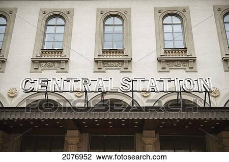 Sign for central station on a white building; stockholm sweden View Large Photo Image Stock Image - Sign for central station on a white building; stockholm sweden. Fotosearch