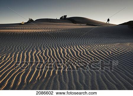 Silhouette of a person standing on a sand dune with rippled sand in the foreground; tarifa cadiz andalusia spain View Large Photo Image Stock Image - Silhouette of a person standing on a sand dune with rippled sand in the foreground; tarifa cadiz andalusia spain. Fotosearch