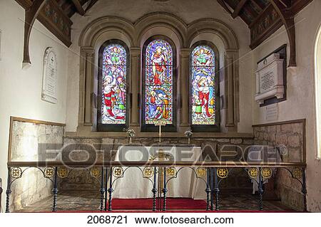 Stained Glass Windows At The Altar Of A Church; Northumberland England View Large Photo Image Stock Image - Stained Glass Windows At The Altar Of A Church; Northumberland England. Fotosearch