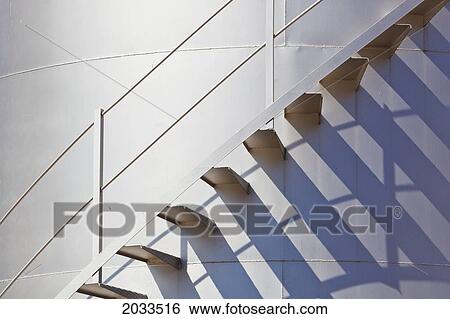 Stock Photograph - Staircase On The Side Of An Industrial Metal Storage Tank; Fuente El Fresno Ciudad Real Province Spain. Fotosearch