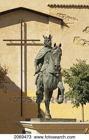 Stock Image - Statue Of Alfonso Viii King Of Castile; Cuenca Castile La Mancha Spain. Fotosearch