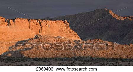 Stock Image - Sunlight On The Cliffs In Glen Canyon National Recreation Area; Utah United States Of America. Fotosearch