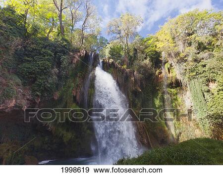 The La Caprichosa Waterfall In Natural Park Monasterio De Piedra; Zaragoza Province Aragon Spain View Large Photo Image Stock Photo - The La Caprichosa Waterfall In Natural Park Monasterio De Piedra; Zaragoza Province Aragon Spain. Fotosearch