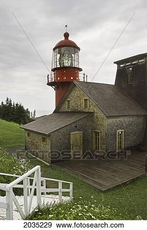Stock Photo - The Marconi Station And Lighthouse; Quebec Canada. Fotosearch