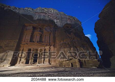 The Treasury At Night In The Nabatean City; Petra Jordan View Large Photo Image Stock Photo - The Treasury At Night In The Nabatean City; Petra Jordan. Fotosearch