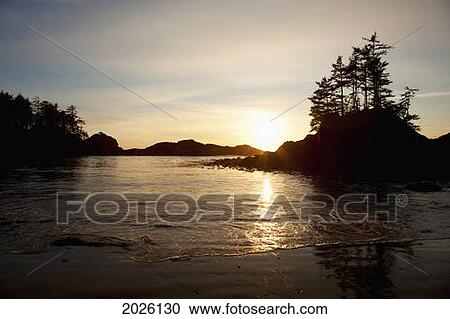 Stock Image - Ucluth Beach At Wya Point At Sunset Near Ucluelet On Vancouver Island; British Columbia Canada. Fotosearch