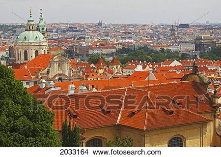 Picture - View Of Prague Rooftops From Castle Hill; Prague Hlavni Mesto Praha Czech Republic. Fotosearch