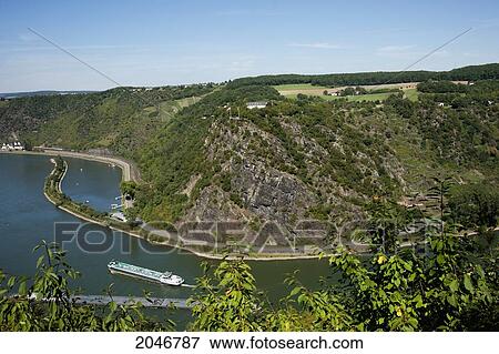 Stock Photo - View Showing The Lorelei On The Rhine River; Oberwesel Germany. Fotosearch