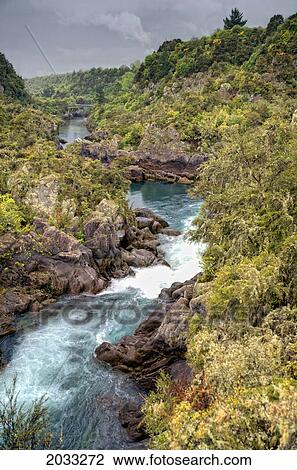 Stock Image - Waikato River Rapids; Taupo New Zealand. Fotosearch
