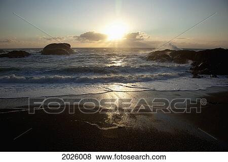 Stock Photo - Waves At South Beach In Pacific Rim National Park Near Tofino; British Columbia Canada. Fotosearch