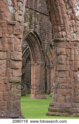 Weathered old stone walls with moss and archways; dumfries scotland View Large Photo Image Stock Photo - Weathered old stone walls with moss and archways; dumfries scotland. Fotosearch
