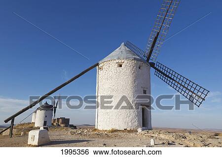 Windmills; Consuegra Toledo Province Spain View Large Photo Image Stock Photograph - Windmills; Consuegra Toledo Province Spain. Fotosearch
