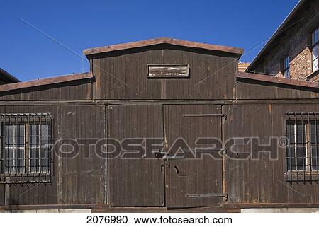 Stock Photography - Wooden buildings inside the auschwitz i former nazi concentration camp; auschwitz poland. Fotosearch - Search Stock Photos, Pictures, Wall Murals, Images, and Photo Clipart