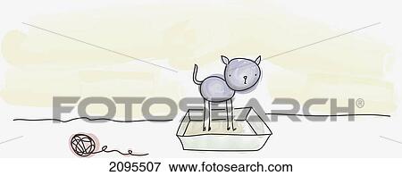 A cat stands in a box beside a ball of yarn; british columbia View Large Photo Image Stock Photo - A cat stands in a box beside a ball of yarn; british columbia. Fotosearch
