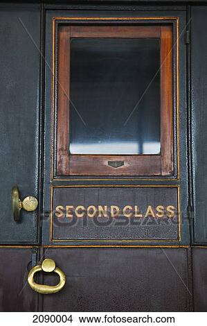 Picture - A door labeled 'second class'; shildon, durham, england. Fotosearch