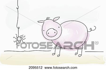 A pig standing beside a spider hanging from a web; british columbia canada View Large Photo Image Stock Image - A pig standing beside a spider hanging from a web; british columbia canada. Fotosearch