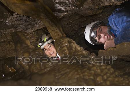 Stock Photo - Caving in the rocky mountains; canmore, alberta, canada. Fotosearch