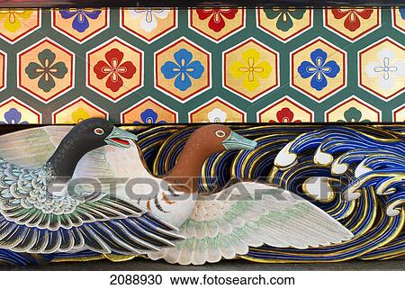 Close-up of japanese temple decorations consistenting of carved and painted wooden birds; nikko, japan View Large Photo Image Stock Image - Close-up of japanese temple decorations consistenting of carved and painted wooden birds; nikko, japan. Fotosearch