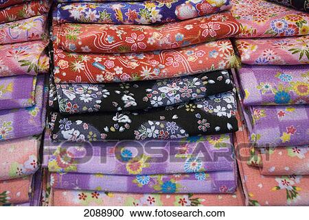 Colorful japanese fabrics on a street market; kyoto, japan View Large Photo Image Stock Image - Colorful japanese fabrics on a street market; kyoto, japan. Fotosearch