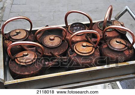 Copper teapots; beijing china View Large Photo Image Stock Photo - Copper teapots; beijing china. Fotosearch
