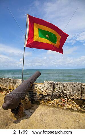 Flag of colombia over cannon on cartagena city wall; cartagena colombia View Large Photo Image Stock Image - Flag of colombia over cannon on cartagena city wall; cartagena colombia. Fotosearch