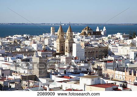 High angle view of rooftops in a cityscape; cadiz, andalusia, spain View Large Photo Image Stock Photo - High angle view of rooftops in a cityscape; cadiz, andalusia, spain. Fotosearch