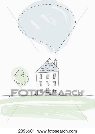 Illustration of a bubble of smoke above a chimney on a house; british columbia canada View Large Photo Image Stock Image - Illustration of a bubble of smoke above a chimney on a house; british columbia canada. Fotosearch