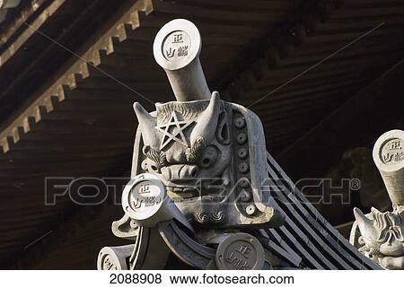 Japanese temple roof edge and gargoyle; kyoto, japan View Large Photo Image Stock Photo - Japanese temple roof edge and gargoyle; kyoto, japan. Fotosearch