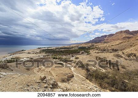 Stock Photo - Landscape and the dead sea; jordan valley israel. Fotosearch