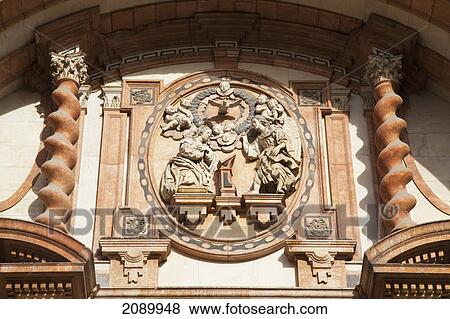 Stock Photo - Ornate facade on cathedral of malaga; malaga, andalusia, spain. Fotosearch