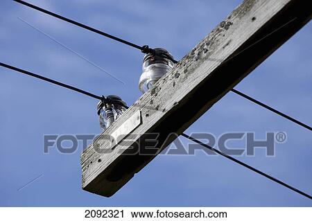 Stock Image - Railway telegraph pole; aylmer, ontario, canada. Fotosearch
